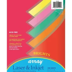 Pacon 8.5" x 11" Multipurpose Colored Paper, 20 lb., Assorted Brights, 100 Sheets Per Pack/3 Packs (PAC101049-3)