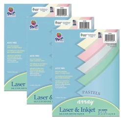 Pacon Array Computer Paper, 8.5" x 11", Assorted Pastel, 100 Sheets/Pack, 3/Pack (PAC101048-3)