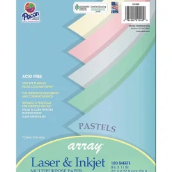 Pacon Array Computer Paper, 8.5" x 11", Assorted Pastel, 100 Sheets/Pack, 3/Pack (PAC101048-3)