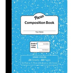 Pacon Composition Notebooks, 7.75" x 9.75", Wide Ruled, 24 Sheets, Blue, 24/Bundle (PACMMK37138-24)