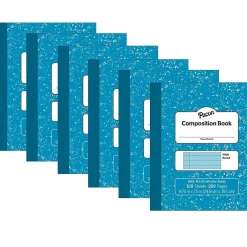 Pacon Composition Notebooks, 9.75" x 7.5", Wide Ruled, 100 Sheets, Blue, 6/Bundle (PACMMK37170-6)