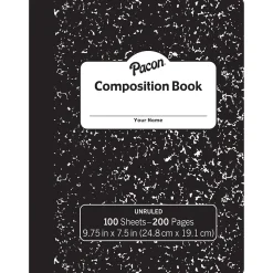 Pacon Composition Notebook, 9.75" x 7.5", 100 Sheets, Black, 6/Bundle (PACMMK37145-6)