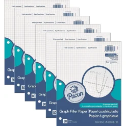 Pacon Graph Paper, 8" x 10.5", 3-Hole Punched, 80 Sheets/Pack, 6/Bundle (PACMMK09273-6)