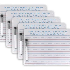 Pacon® Handwriting Whiteboard Dry Erase Set, 2-Sided, Ruled/Plain, with Marker/Eraser, 9" x 12", 5 Sets (PACAC9877C1-5)
