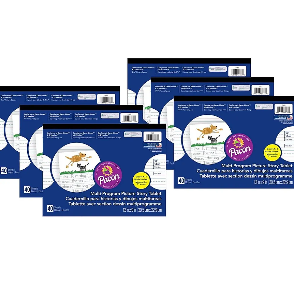 Pacon Multi-Program Handwriting Tablet, 40 Sheets, 6/Pack (PAC2483-6)