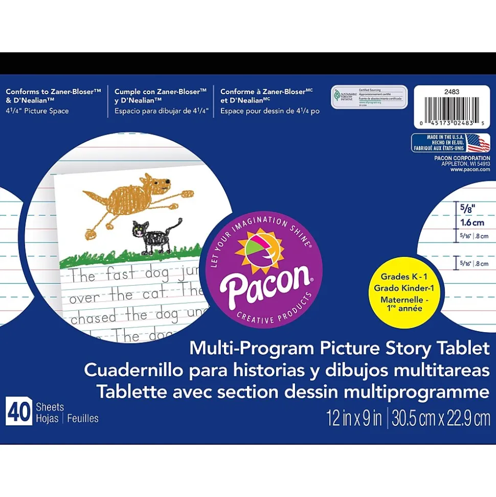 Pacon Multi-Program Handwriting Tablet, 40 Sheets, 6/Pack (PAC2483-6)