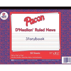 Pacon Storybook Paper for D'Nealian Programs 8-1/2" x 11", 1/2" Long Way Ruled, White, 500 Sheets/Pack (PAC2693)