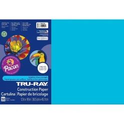 Pacon Tru-Ray 12" x 18" Construction Paper, Atomic Blue, 50 Sheets/Pack (P103401)