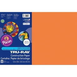 Pacon Tru-Ray 12" x 18" Construction Paper, Electric Orange, 50 Sheets/Pack, 3 Packs/Bundle (PAC103405-3)