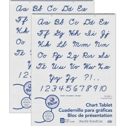 Pacon Unruled Cursive Cover Chart Tablet Easel Pad, 24" x 32", White, 25 Sheets/Pad, Pack of 2 (PAC74510-2)