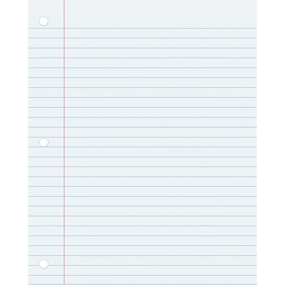 Pacon Wide Ruled Filler Paper, 8" x 10.5", 3-Hole Punched, 150 Sheets/Pack, 6 Packs/Bundle (PACMMK09250-6)