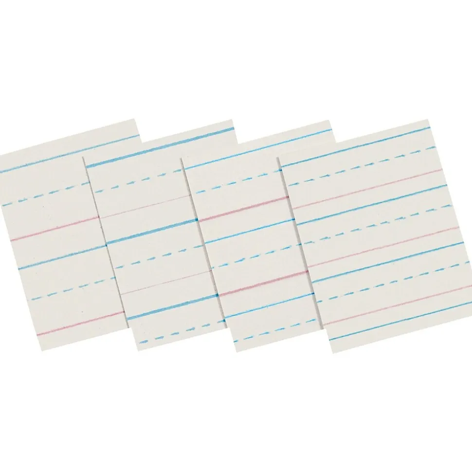 Pacon Zaner-Bloser 10-1/2" x 8", 1/2" Ruled Broken Midline Newsprint, White, 500 Sheets/Pk