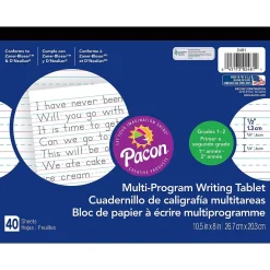 Pacon Zaner-Bloser D'Nealian™ Multi-Program Handwriting Tablet Paper, Grades 1st-2nd, 10-1/2" x 8"