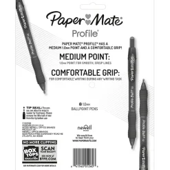 Paper Mate Ballpoint Pen, Profile Retractable Pen, Medium Point, Assorted Ink, 8 Count (2097014)