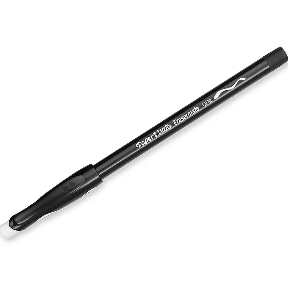 Paper Mate Eraser Mate Erasable Ballpoint Pen, Medium Point, Black Ink, 5/Pack (3163558PP)