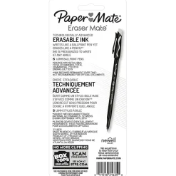 Paper Mate Eraser Mate Erasable Ballpoint Pen, Medium Point, Black Ink, 5/Pack (3163558PP)