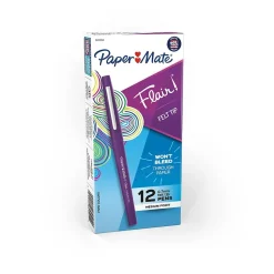 Paper Mate Flair Felt Pen, Medium Point, 0.7mm, Purple Ink, Dozen (8450152)