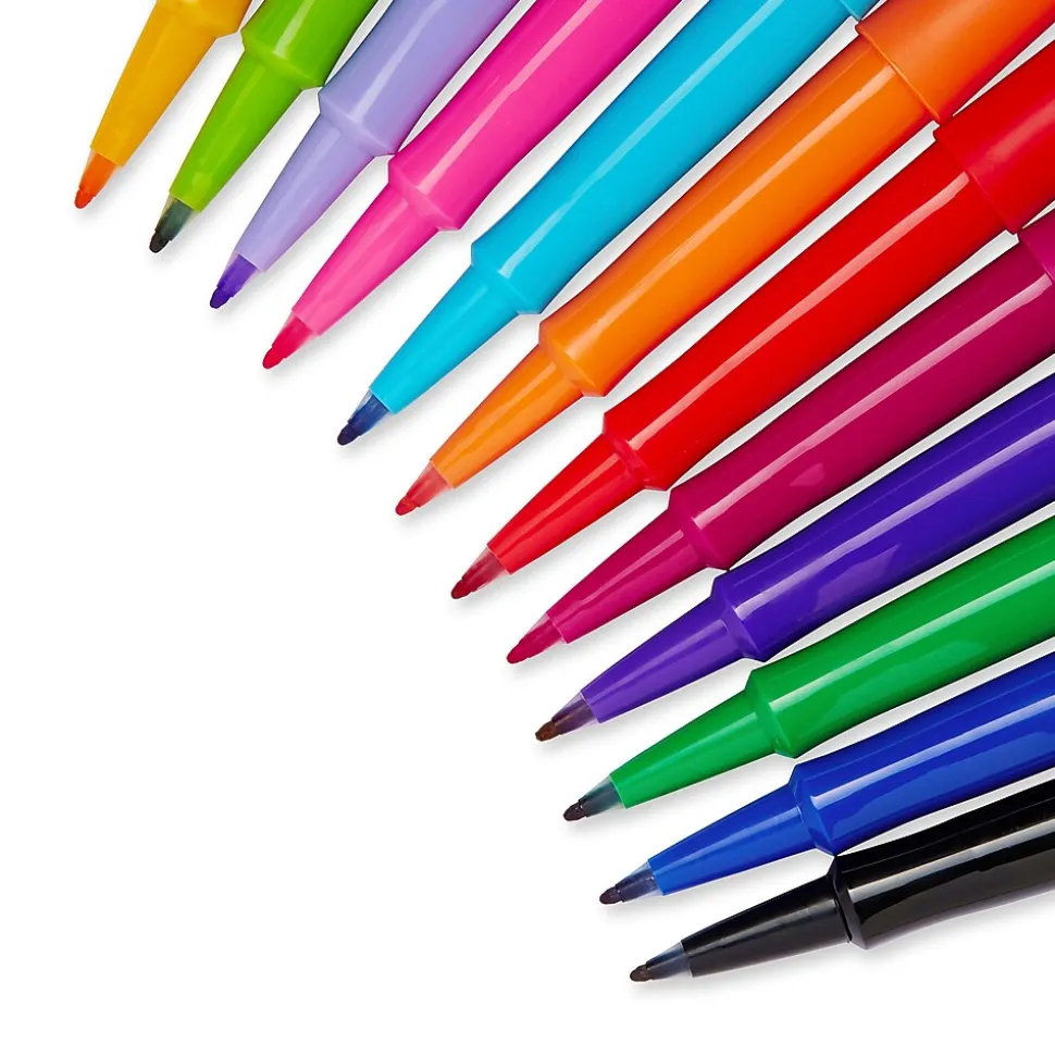 Paper Mate Flair Felt Pens, Medium Point, 0.7mm, Assorted Ink, Dozen (74423)
