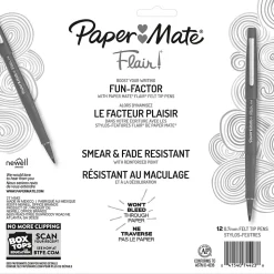 Paper Mate Flair Felt Pens, Medium Point, 0.7mm, Assorted Ink, Dozen (74423)