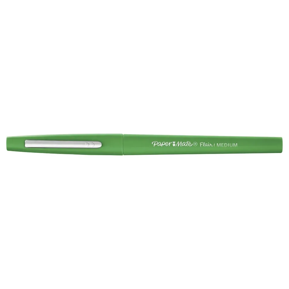 Paper Mate Flair Felt Pen, Medium Point, Green Ink, Dozen (8440152)