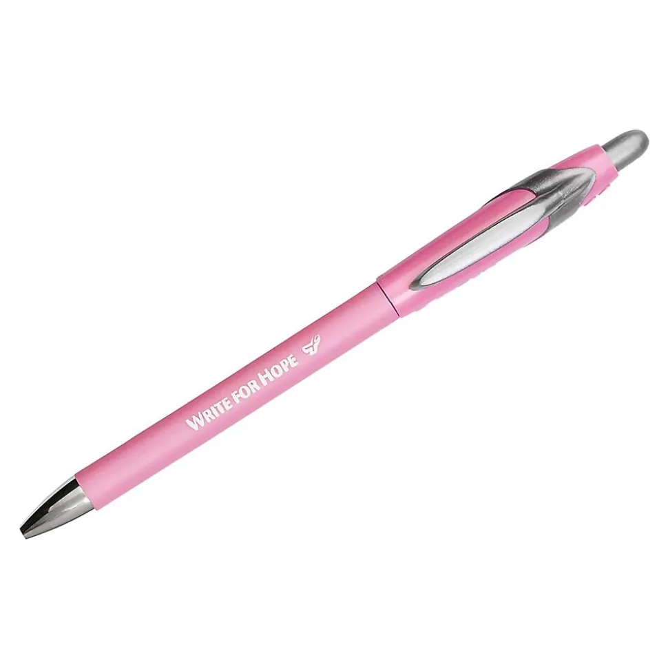 Paper Mate FlexGrip Elite Write for Hope Retractable Ballpoint Pen, Medium Point, Black Ink, Dozen (70672)