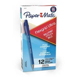 Paper Mate FlexGrip Ultra Ballpoint Pen, Fine Point, Blue Ink, Dozen (9660131)