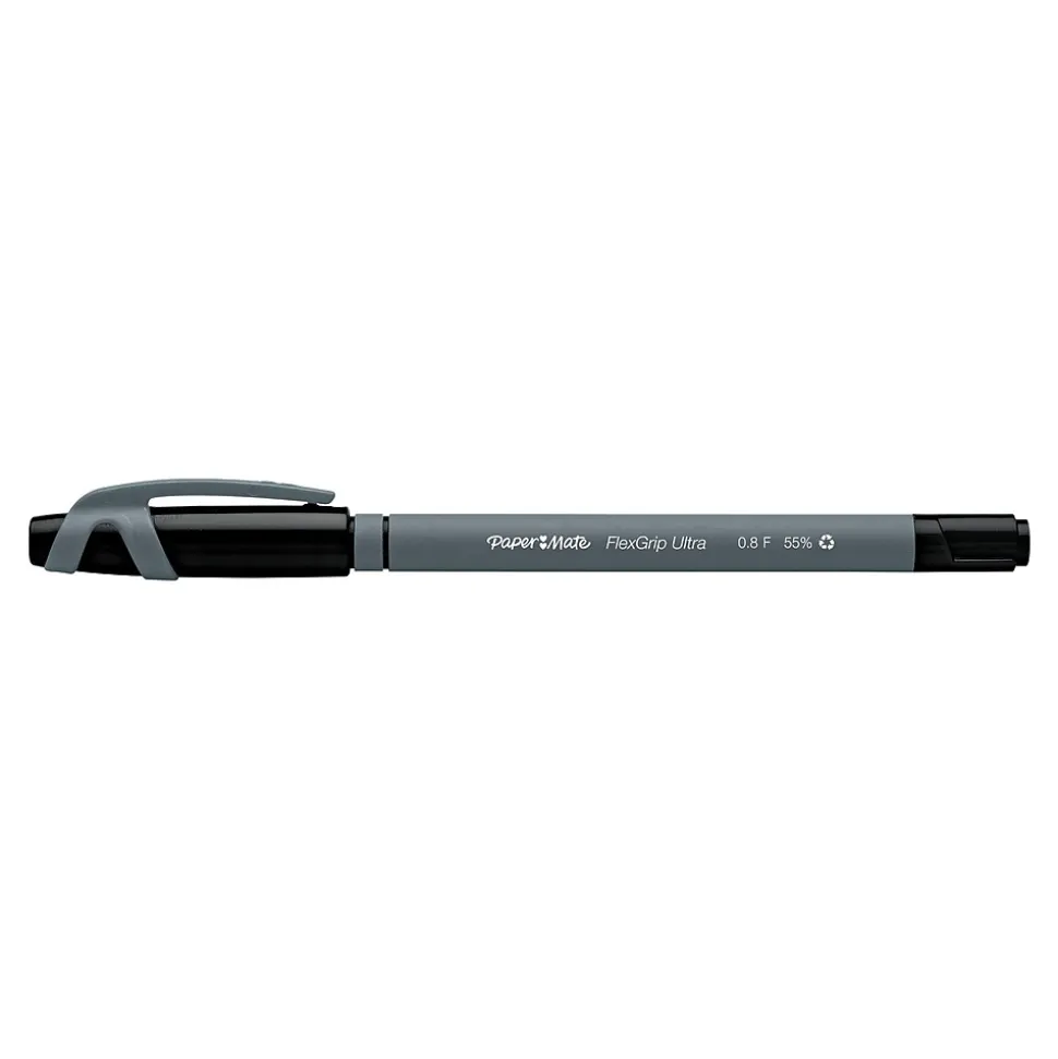 Paper Mate FlexGrip Ultra Ballpoint Pen, Fine Point, Black Ink, 12/Pack (9680131)