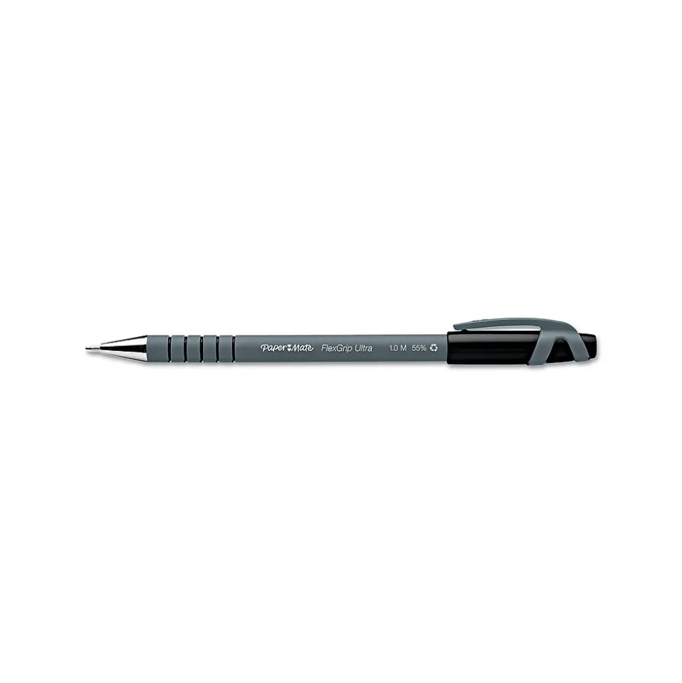 Paper Mate Flexgrip Ultra Ballpoint Pen, Medium Point, Black Ink, Dozen (9630131)