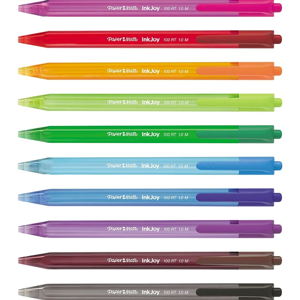 Paper Mate InkJoy 100 RT Retractable Ballpoint Pen, Medium Point, Assorted Ink, 20/Pack (1951396)