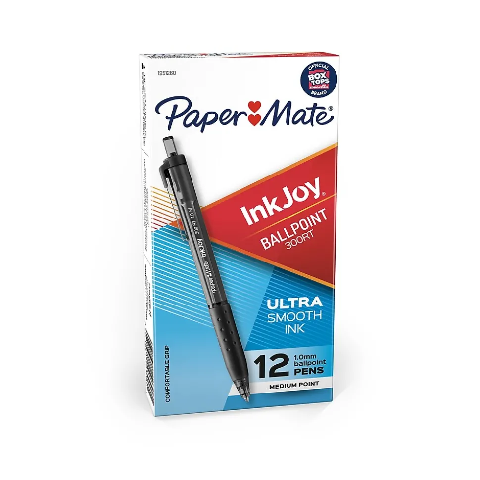 Paper Mate InkJoy 300 RT Retractable Ballpoint Pen, Medium Point, Black Ink, Dozen (1951260)
