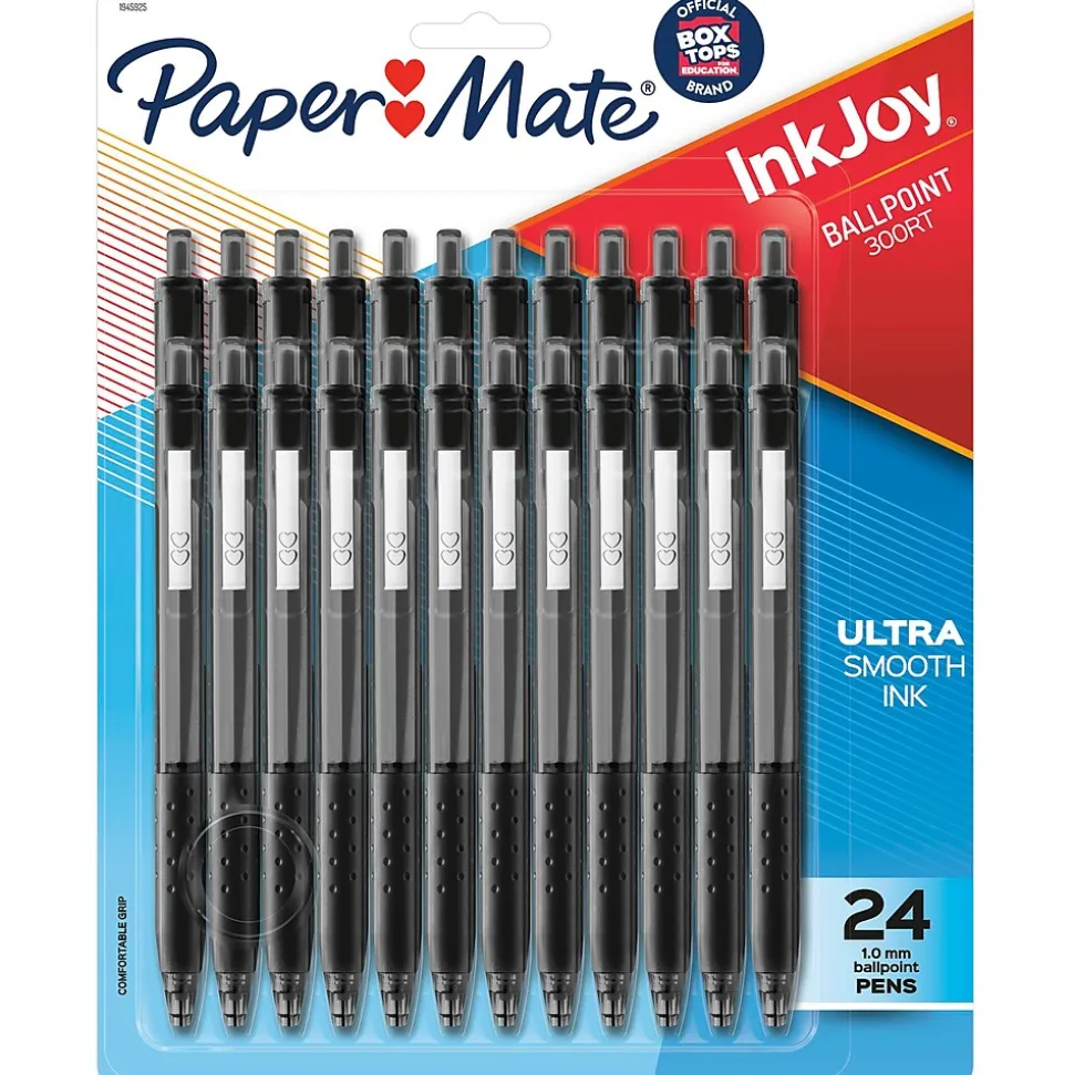 Paper Mate InkJoy 300 RT Retractable Ballpoint Pen, Medium Point, Black Ink, 24/Pack (1945925)