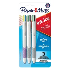 Paper Mate InkJoy Quatro Retractable Ballpoint Pen, Medium Point, Assorted Ink, 3/Pack (1832419)