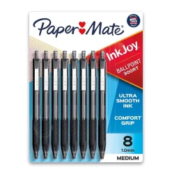 Paper Mate InkJoy 300RT Retractable Ballpoint Pen, Medium Point, Black Ink, 8/Pack (1781565/1945920)