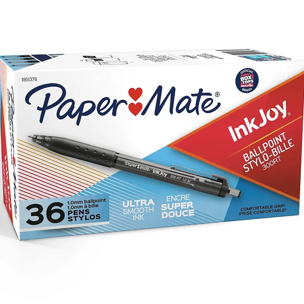 Paper Mate InkJoy 300RT Retractable Ballpoint Pens, Medium Point, 1.0mm, Black Ink, 36/Pack (1921068/1951378)