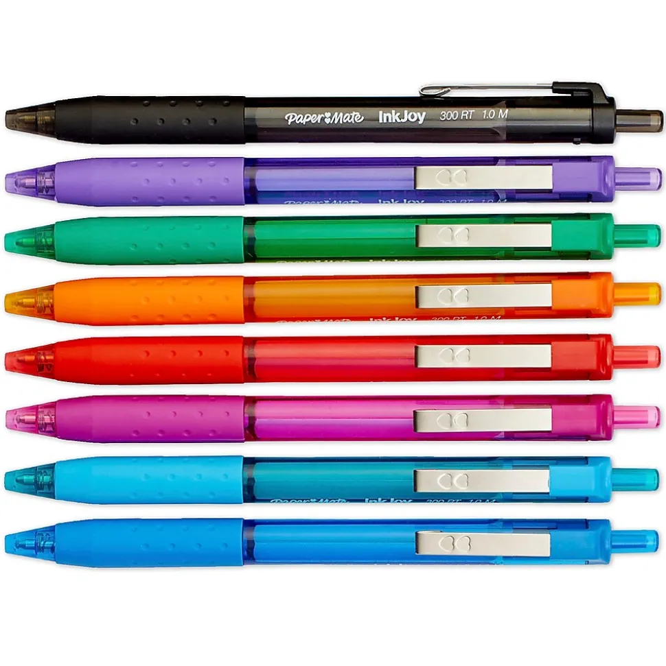 Paper Mate InkJoy 300RT Retractable Ballpoint Pens, Medium Point, 1.0mm, Assorted Ink, 8/Pack (1781564/1945921)