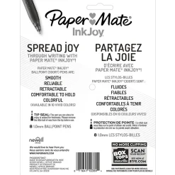 Paper Mate InkJoy 300RT Retractable Ballpoint Pens, Medium Point, 1.0mm, Assorted Ink, 8/Pack (1781564/1945921)
