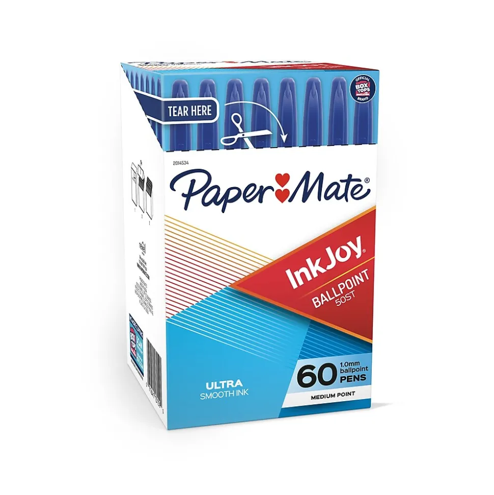 Paper Mate InkJoy 50ST Ballpoint Pen, Medium Point, Blue Ink, 60/Pack (2014534)