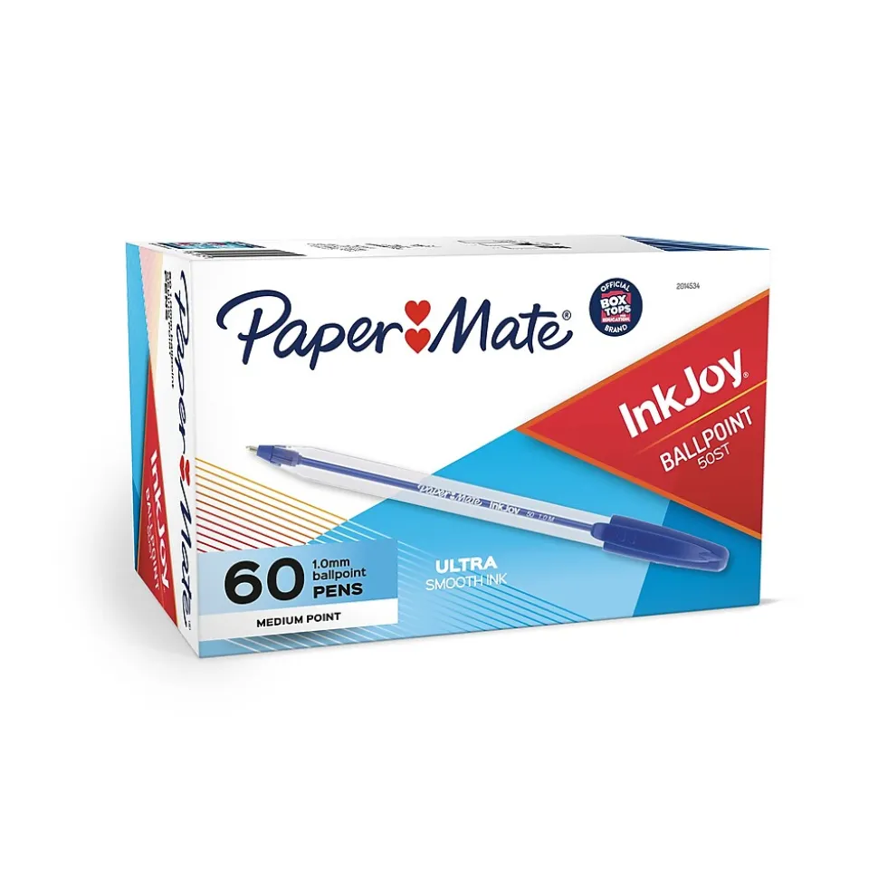 Paper Mate InkJoy 50ST Ballpoint Pen, Medium Point, Blue Ink, 60/Pack (2014534)