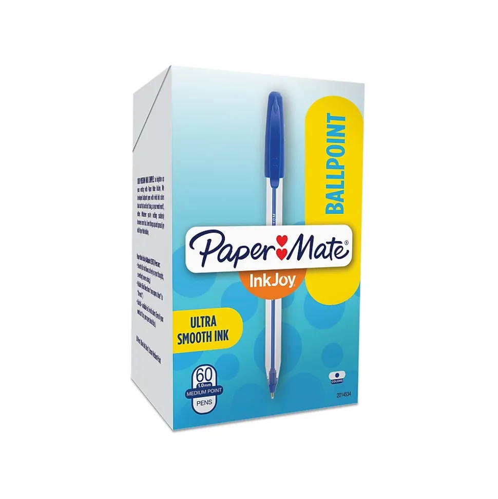Paper Mate InkJoy 50ST Ballpoint Pen, Medium Point, Blue Ink, 60/Pack (2014534)