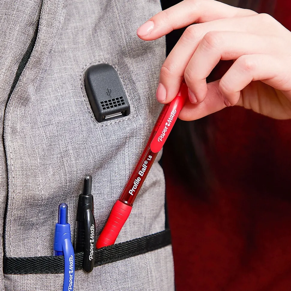 Paper Mate Profile Ballpoint Pen, Medium Point, Black Ink, 4 Pack (2113558)