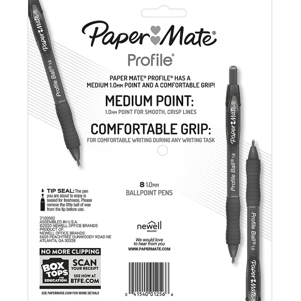 Paper Mate Profile Ballpoint Pen, Medium Point, Black Ink, 8 Pack (2095460)