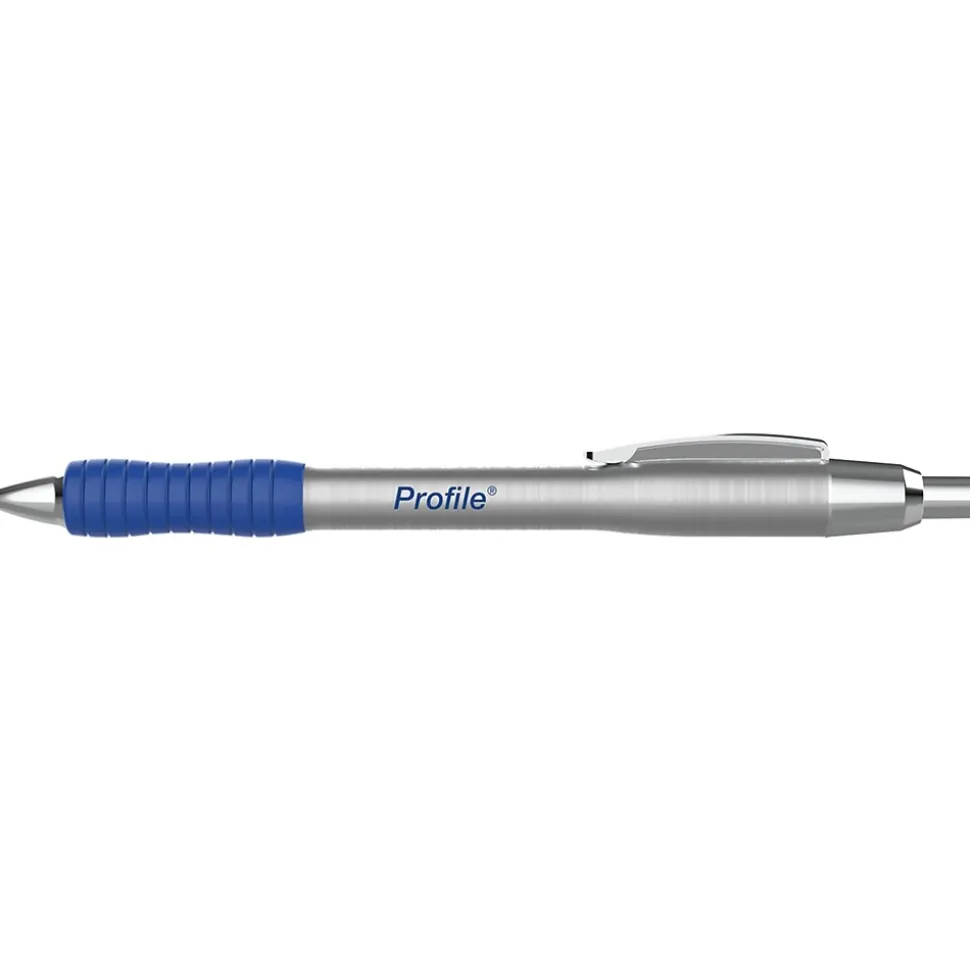 Paper Mate Profile Metal Barrel Retractable Ballpoint Pen, Medium Point, Blue Ink, 2/Pack (2130519)