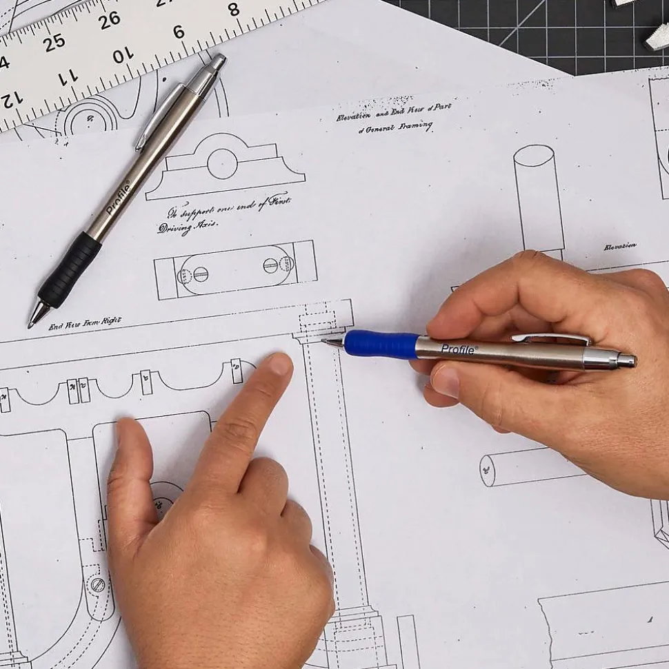 Paper Mate Profile Metal Barrel Retractable Ballpoint Pen, Medium Point, Blue Ink, 2/Pack (2130519)