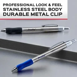 Paper Mate Profile Metal Barrel Retractable Ballpoint Pen, Medium Point, Black Ink, 2/Pack (2130513)