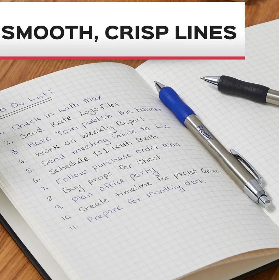 Paper Mate Profile Metal Barrel Retractable Ballpoint Pen, Medium Point, Black Ink, 2/Pack (2130513)