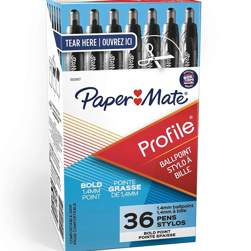 Paper Mate Profile Retractable Ballpoint Pen, Bold Point, Black Ink, 36/Pack (1231064)