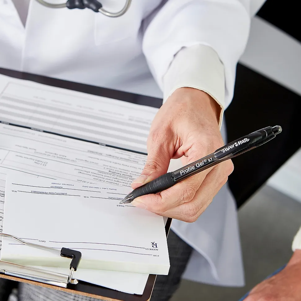 Paper Mate Profile Retractable Ballpoint Pen, Medium Point, Blue Ink, Dozen (2095462)