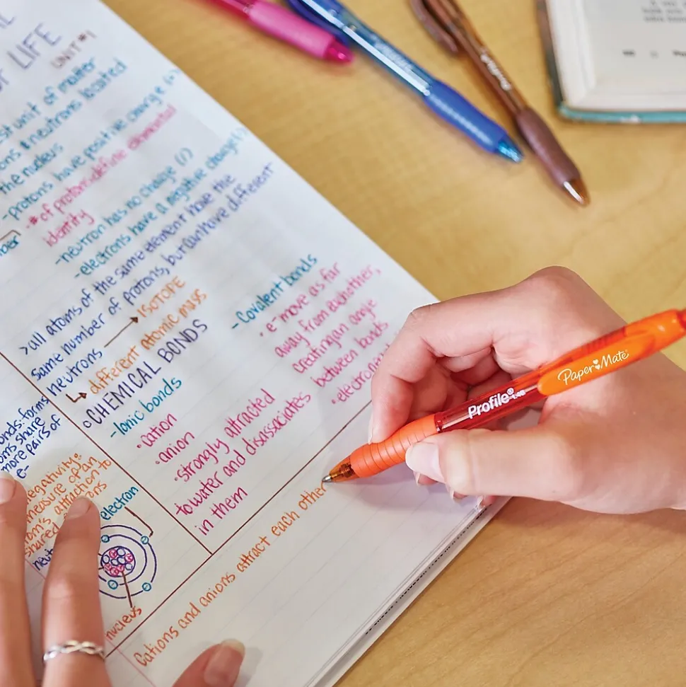 Paper Mate Profile Retractable Ballpoint Pen, Bold Point, Assorted Ink, 8/Pack (54549)