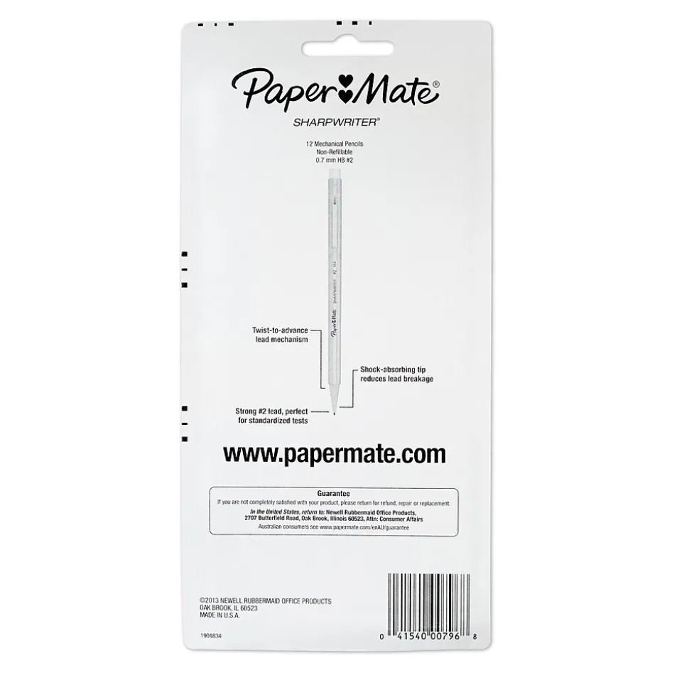 Paper Mate SharpWriter Mechanical Pencil, 0.7mm, #2 Medium Lead, Dozen (1898483)