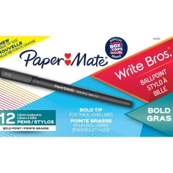 Paper Mate Write Bros. Ballpoint Pen, Bold Point, Black Ink, Dozen (2124520)